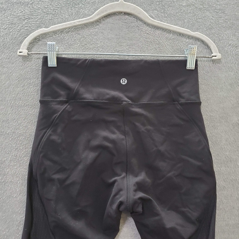 Lululemon Women‎ Activewear Pants 6 Black Mesh Panel Capri 21" - Picture 5 of 9